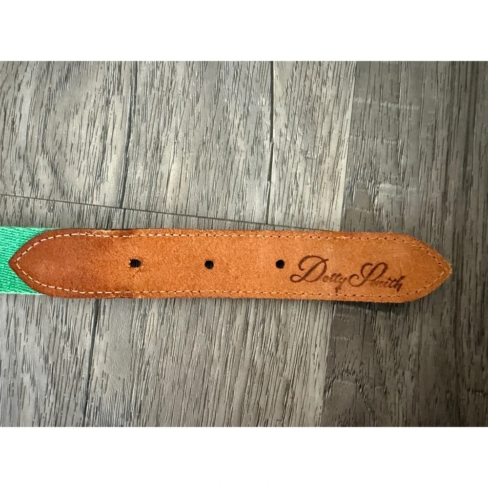 Vintage Dotty Smith Deep South Green Woven Women's Sm Belt Leather Brass Buckle